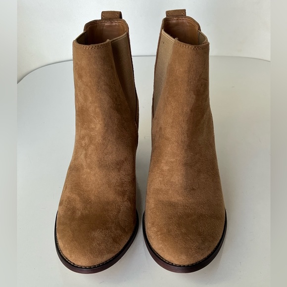 J.Crew Rory Tan Microsuede Heeled Ankle Boots Booties Size 6 - Picture 4 of 15